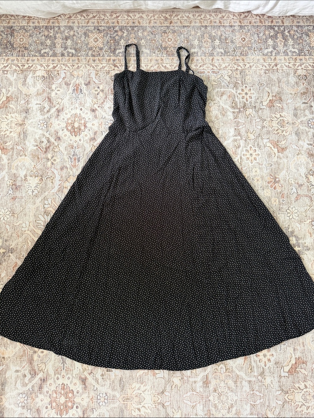 GAP Black Midi Dress with White Micro Dots